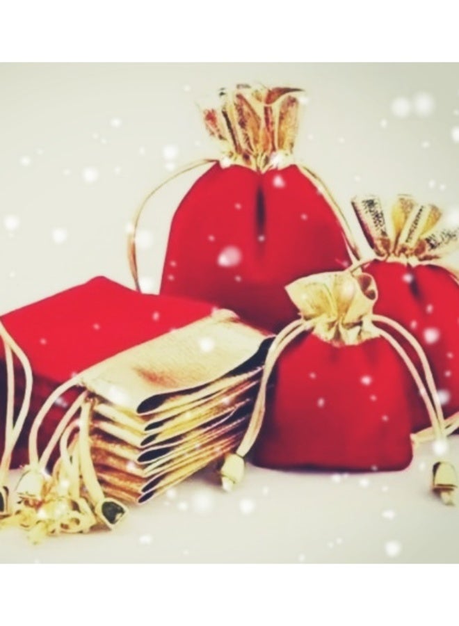 Red Golden-Trim Velvet Gift Bags 30 - Image 5